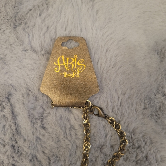 Aris by Treska Long Gold Bronze Leaves Necklace - Picture 9 of 9